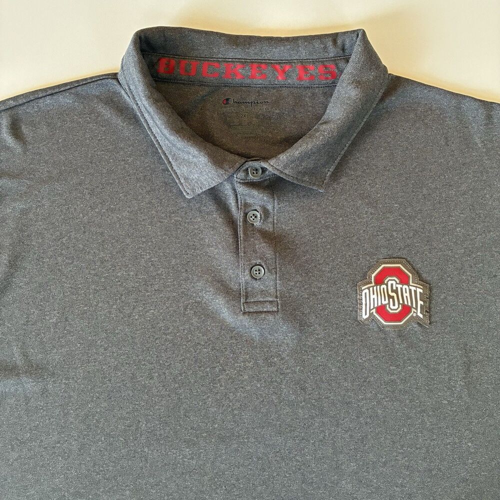 Mens NCAA Ohio State OSU Grey Polo Golf Style Shirt 2XL Buckeyes Champion Brand